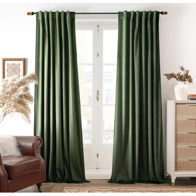 Dessy Velvet  Curtains 2 Panel Set Super Soft luxury Rod Pocket Back Tab Curtains