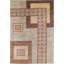 Tapis en laine à motif géométrique abstrait beige, brun et rouge noué à la main 6,5 x 9,4 pi