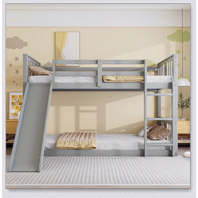 Twin Over Twin Bunk Bed With Slide And Ladder