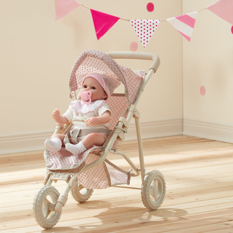 Olivia Little World Polka Dot Princess Baby Doll Jogging Stroller, Pink/Gray