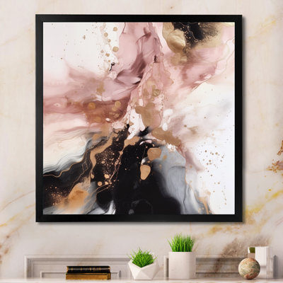 «Pink Gold Marble Texture I», reproduction d'art sur toile abstraite