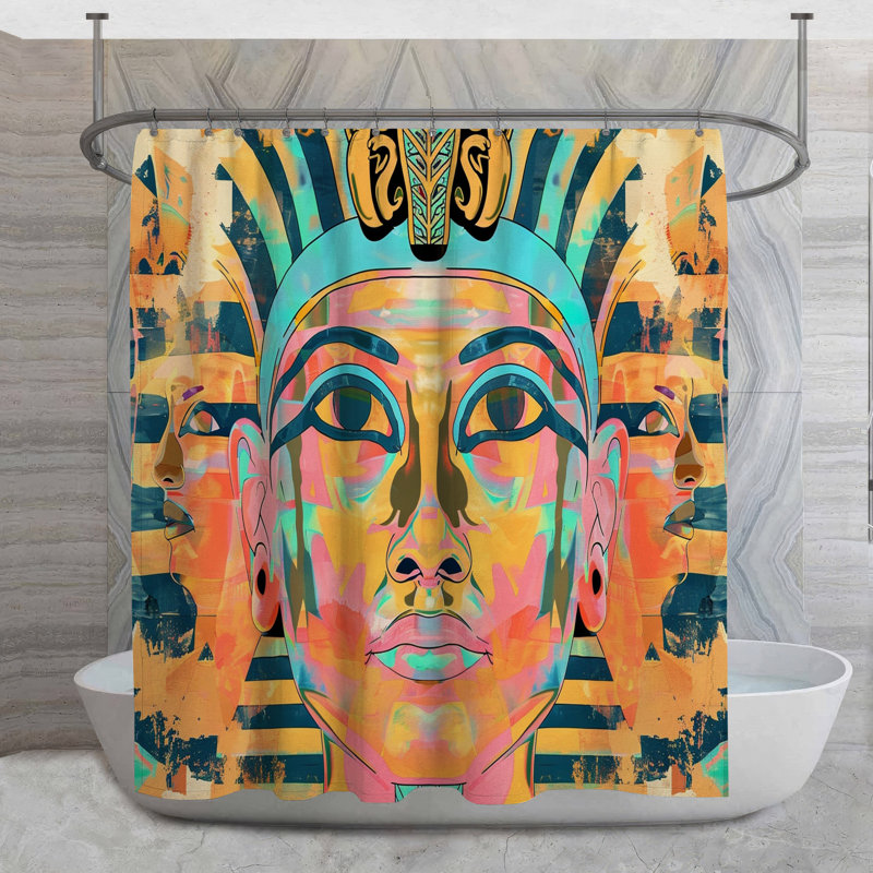 Rideau de douche Pharaon - Décoration de salle de bain Hollywood Regency, H 93 po x l 70 po