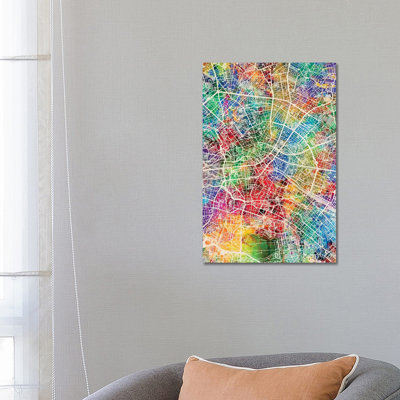 Berlin Germany City Map I by Michael Tompsett - 1 Piece Wrapped Canvas Wall Art