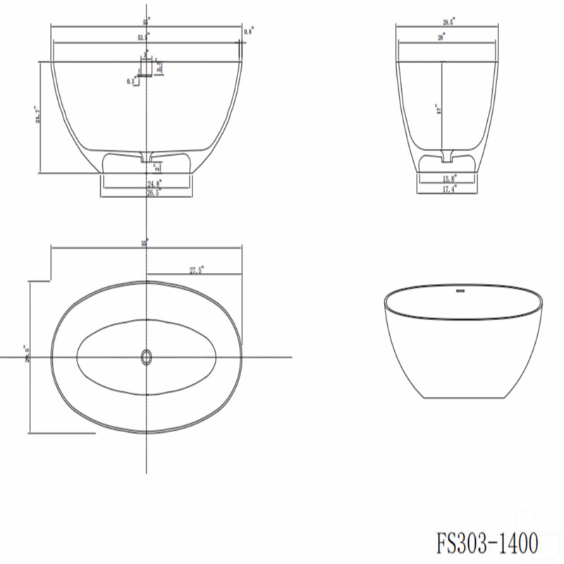 Baignoire de trempage à surface solide 55 "
