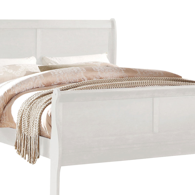 Grand lit de couleur blanche, design élégant classique avec tiroir, quincaillerie en nickel brossé, sommier tapissier requis pour le soutien et le confort, structure en bois de pin, décor de chambre contemporain