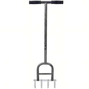 4-Corer Lawn Aerator Tool - Manual With Soft Rubber Grip For Soil Loosening