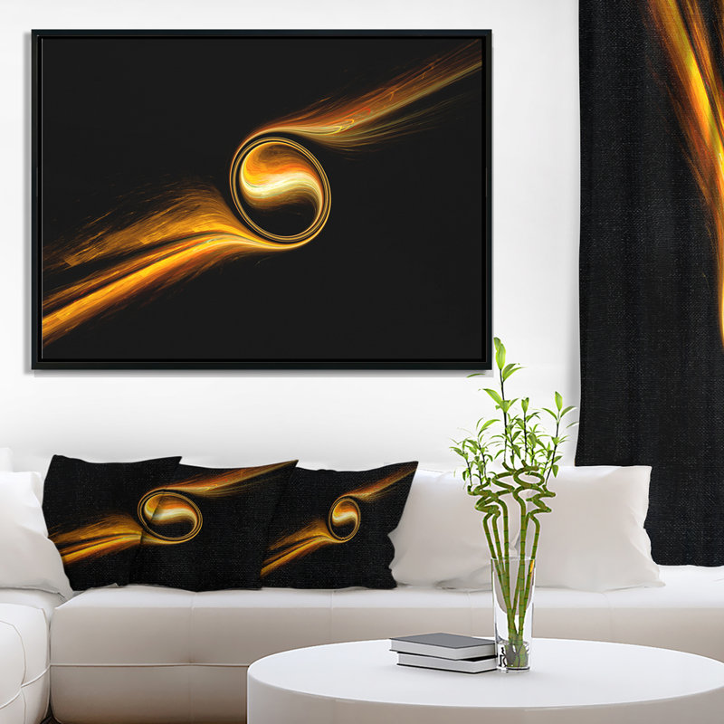 « fractal 3d danse yellow design », reproduction d’impression sur toile tendue encadrée, H 16 po x l 32 po x P 1 po