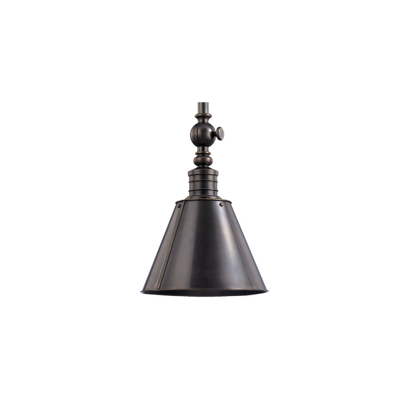 Darien 1 - Light Pendant, Distressed Bronze, 75W A19, Steel Shade