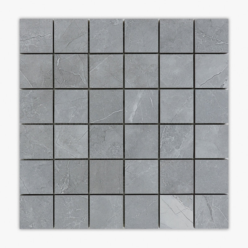 11.75" x 11.75" Porcelain Stone Look Wall & Floor Tile, Gray Glossy