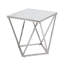 Table de bout Allie, pierre frittée blanche, acier inoxydable argenté 21 po