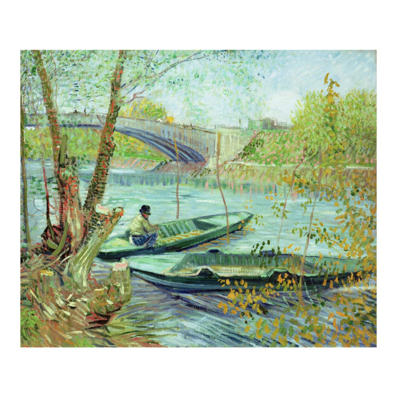Pêche au printemps. Pont de Clichy par Vincent van Gogh - Estampe numérique, H 32 po x l 40 po