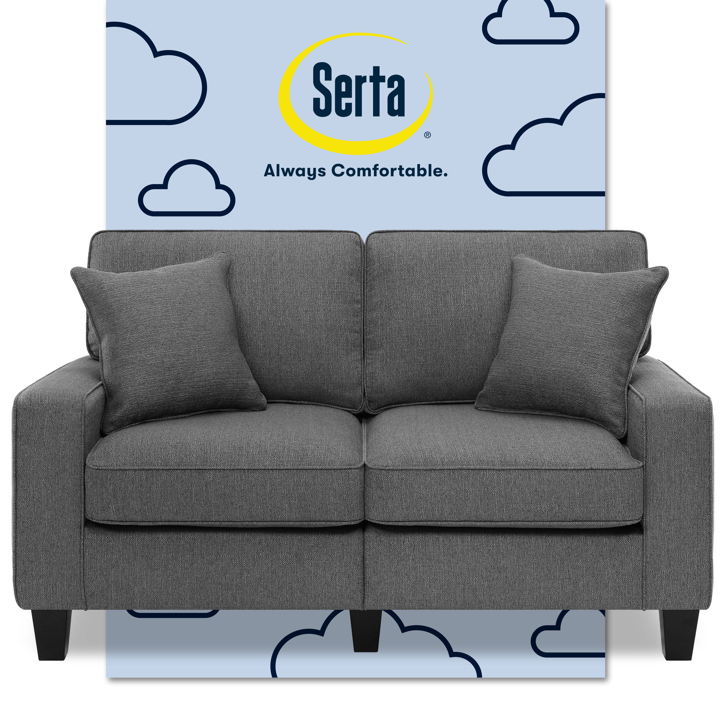 Serta at Home Serta Palisades Upholstered Tool-Free Assembly Square Arm 61  Loveseat for Living Room & Reviews