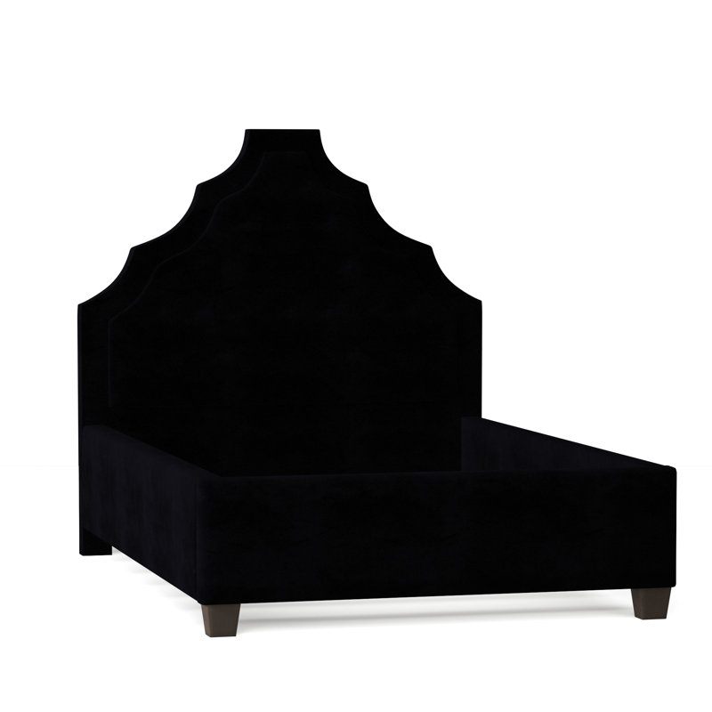 Lexi Upholstered Bed, California King, Bella Black Performance Velvet, Brown Mahogany