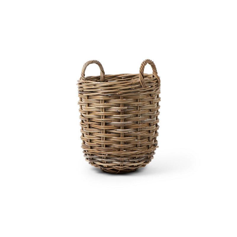 Panier rond en rotin gris Kubu, H 17 po x l 11 po x P 11 po