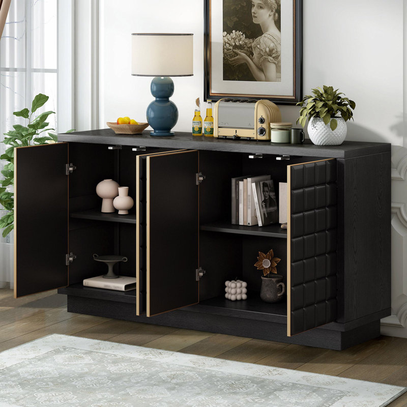 Buffet avec 4 portes Ivison, Noir
