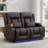 Power Reclining Sofa With Heat And Massage, Dual Recliner Loveseat With Cup Holders And And Led Lights-954389535