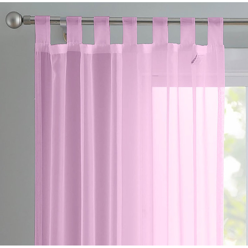 Birdsall Tab Top Sheer Single Curtain Panel, Pink, 144 W x 122 D cm