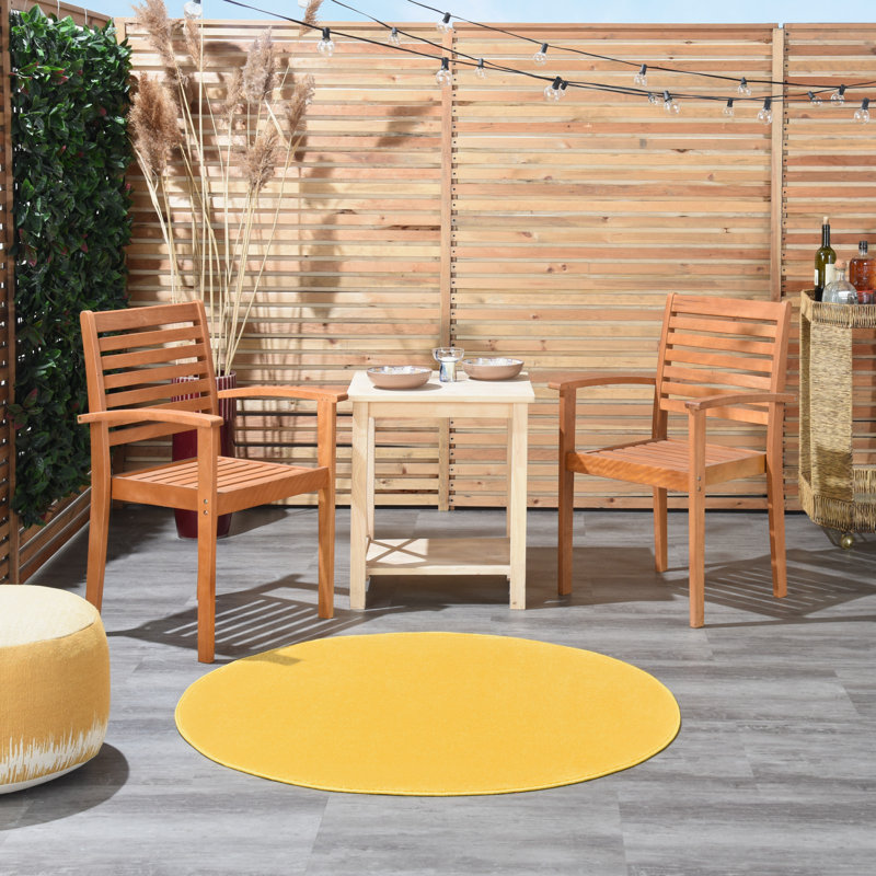 Tapis intérieur / extérieur jaune Nourison Essentials, Rond 4 pi