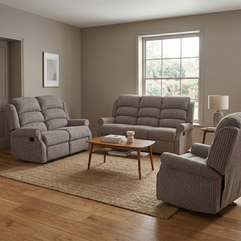 Lainey 79 cm Wide Crossweave Recliner, Latte