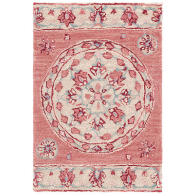 Eatonville Floral Handmade Tufted Wool Red Area Rug