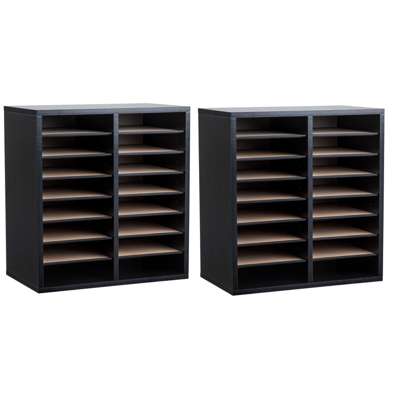 Black MDF Adjustable 16 Compartment File Storage Sorter Set