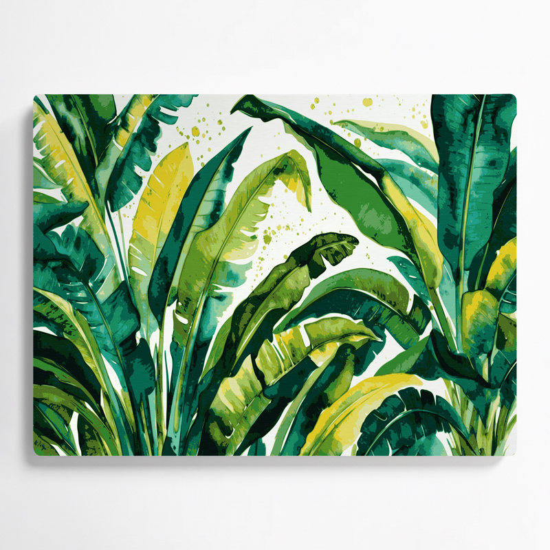 Hawaiian Banana Leaves Green Metal Wall Art, 12" H x 18" W
