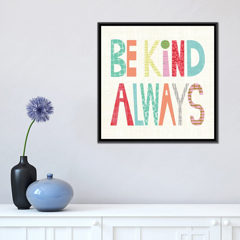 «Kid Play I», art textuel sur toile tendue, H 18 po x l 18 po x P 1,5 po, Toile avec cadre noir, Pas de tapis