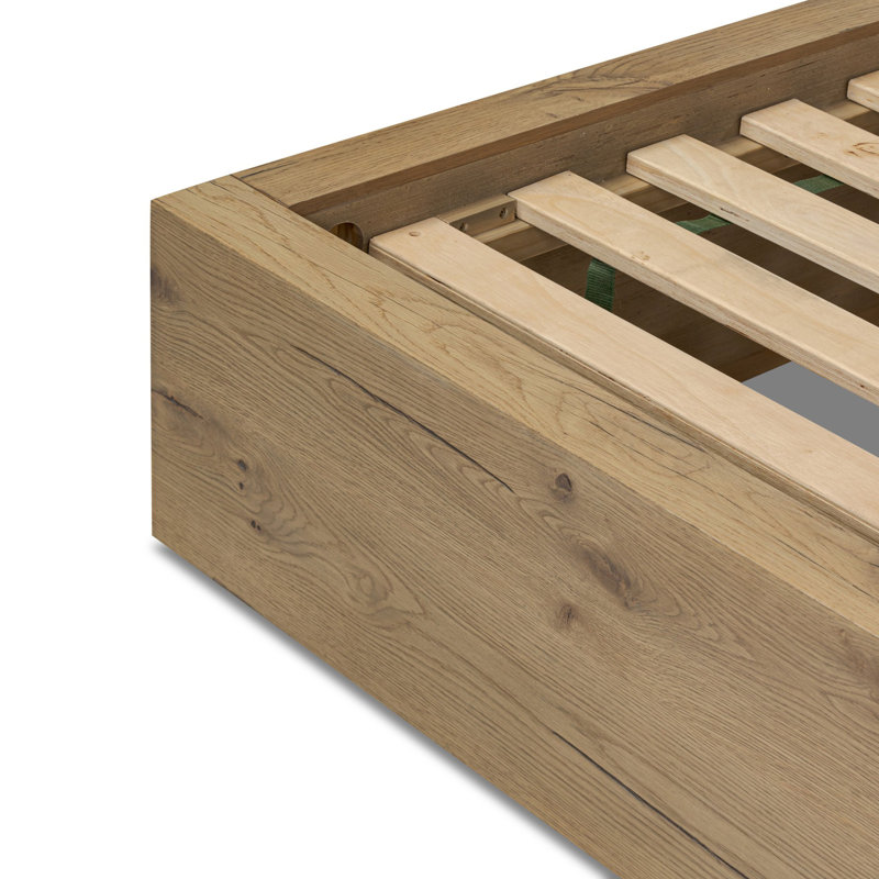 Leo Bed-Smoked Black-Queen, Rustic Light Natural Oak, Queen