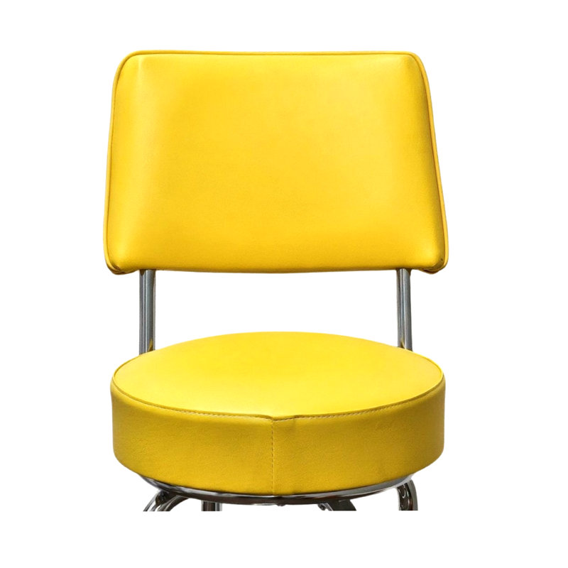 Retro Home Single Ring Upholstered Swivel Bar & Counter Stool with Back, Counter Stool (24" Seat Height), Yellow