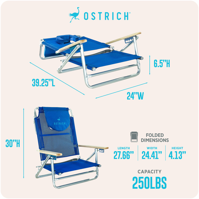 Fauteuil autruche portatif de plage en sable, plage, Bleu