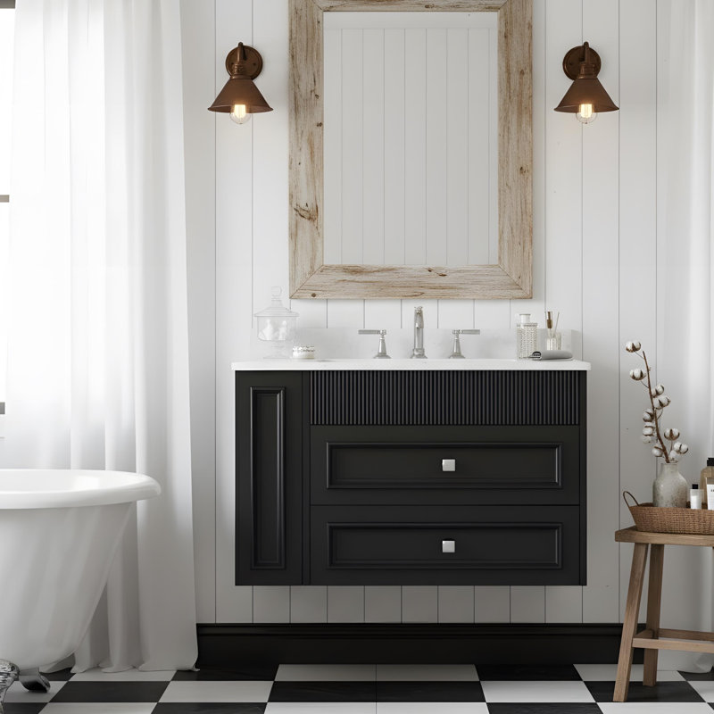 Meuble-lavabo mural, Noir