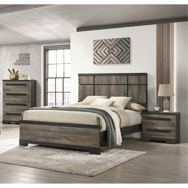 Mobilier de chambre à coucher 1 pièce 4 tiroirs, Gris