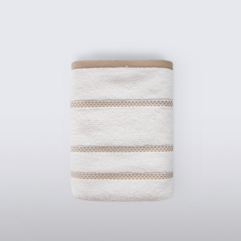 Serviette de bain Gerda simple, Beige / Blanc