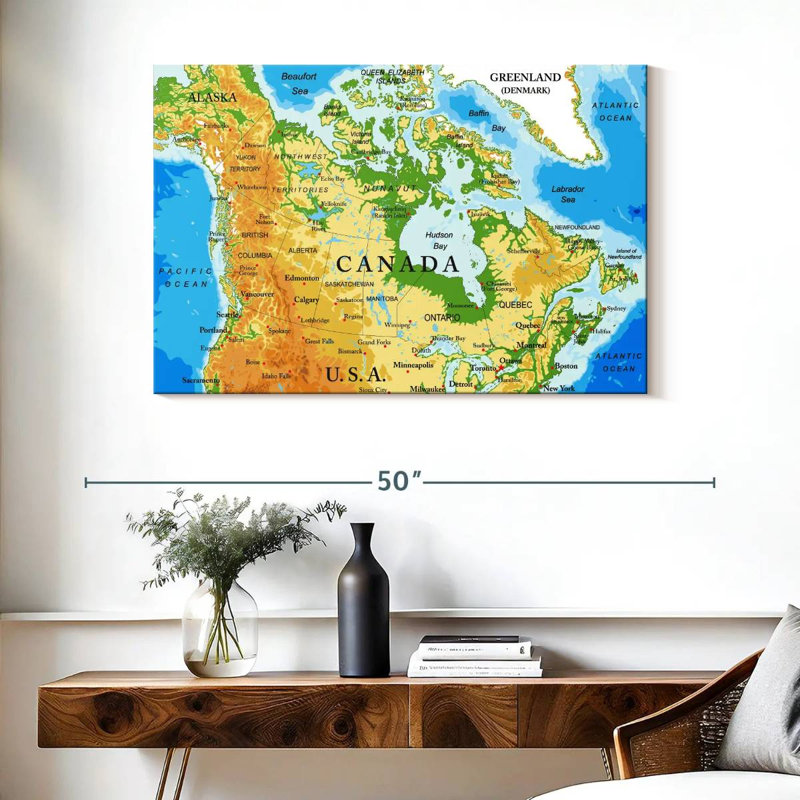 Carte du Canada Aliaz, H 26 po x l 39 po