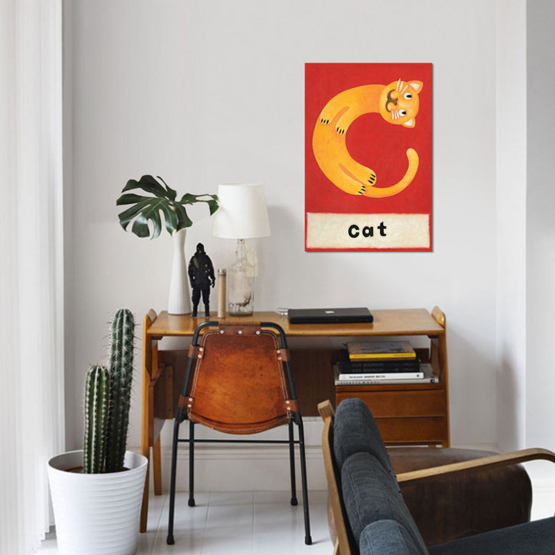 «C is for Cat», impression sur toile tendue, H 40 po x l 26 po x P 1,5 po, Toile tendue, Pas de tapis