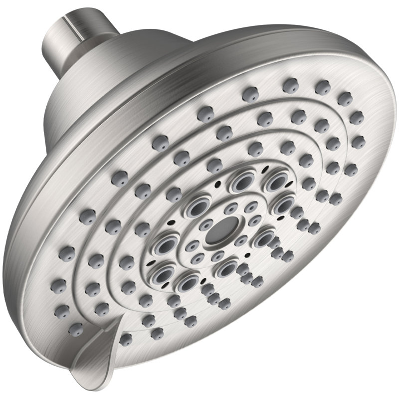 6 Spray Settings High Pressure Shower Head 5" Rain Fixed Showerhead  Brushed Nickel Adjustable Shower Head With Anticlogging Nozzles, Low Flow Easily Installation