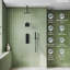 Système de douche thermostatique à double effet pluie de 30 cm (12 po) à montage au plafond, avec douchette murale de 15 cm (6 po) et douchette à main.-107861222