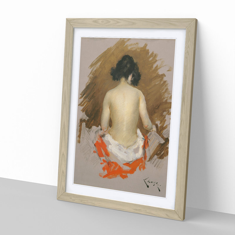 Nude Study by William Merritt Chase - Picture Frame Painting, 48cm H x 36cm W x 2cm D, Oak Framed