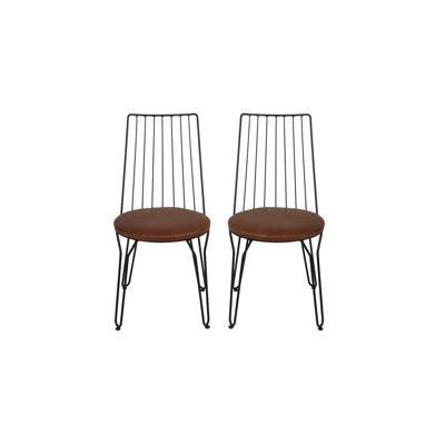 Modern Industrial Chair Set, Black Faux Leather & Metal Frame, Dimensions: 17.3 x 33.1 x 17.3 inches | Weight Capacity: 385 lbs | Perfect for Dining Room, Kitchen, or Office, Stylish and Durable Design