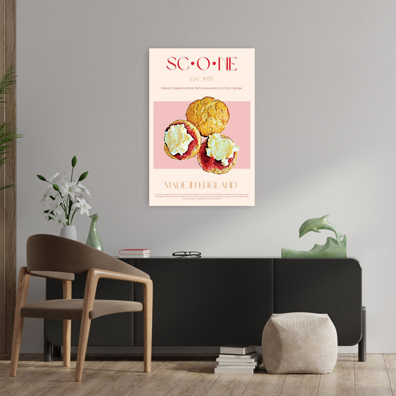 «English Scone Delight», art mural rétro rétro coloré, H 36 po x l 24 po