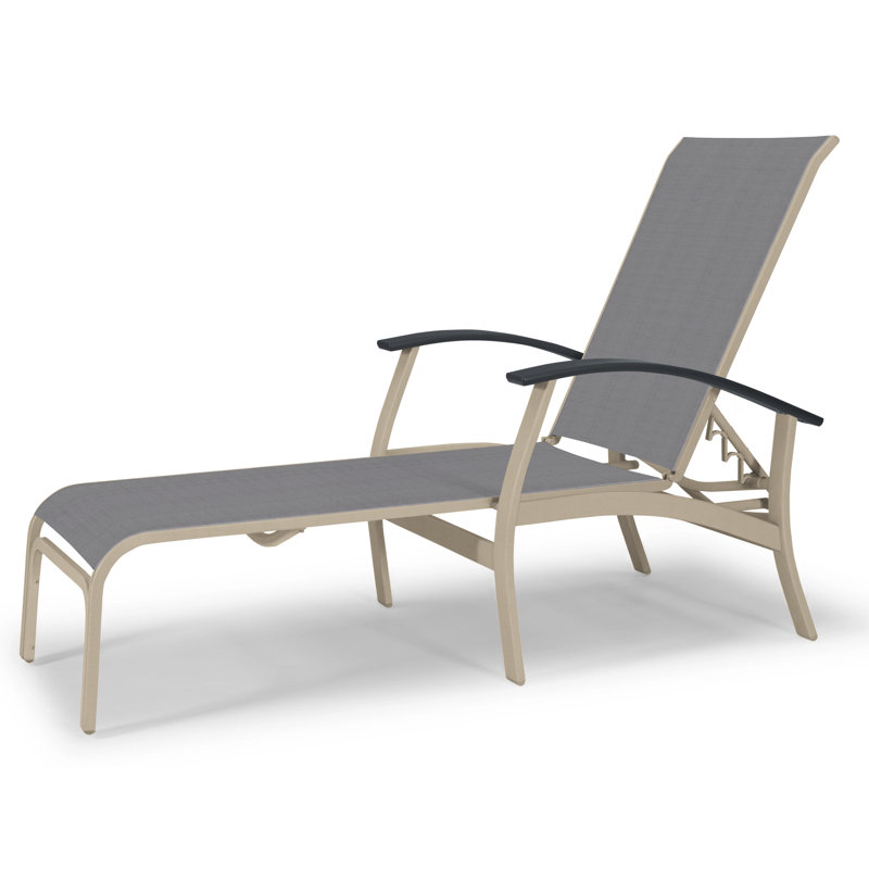 Askar Outdoor Rust-Resistant Metal Chaise Lounge, Textured Desert, Classic Graphite P30, Titanium Sunbrella®