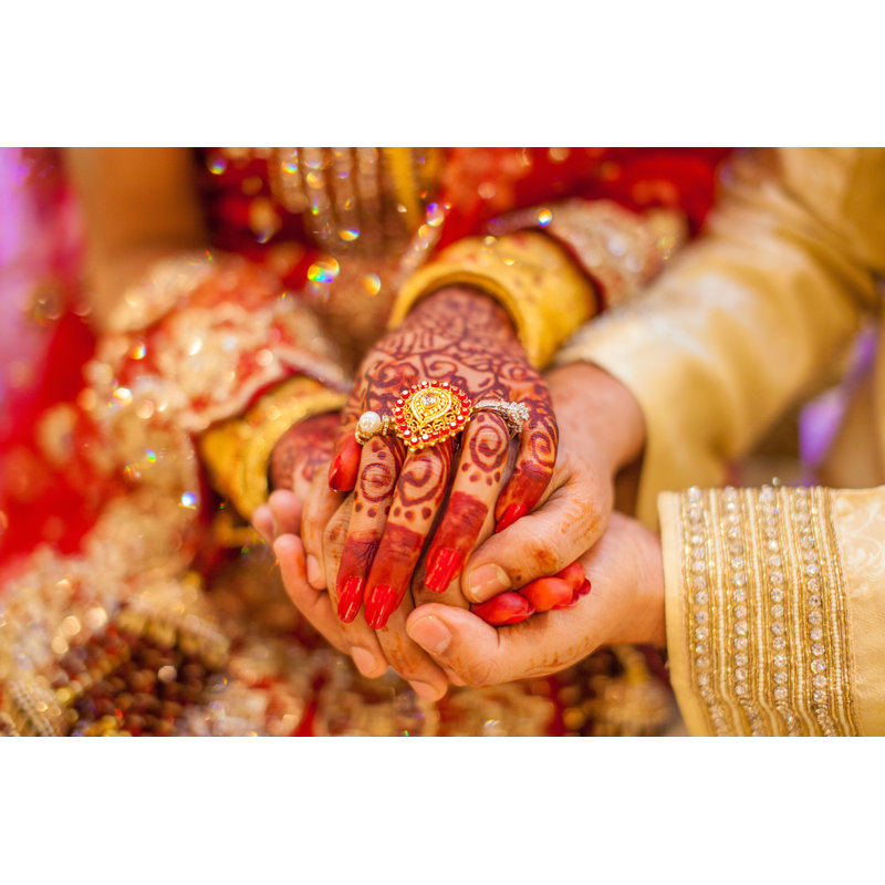 Indian Couple Hands - Wrapped Canvas Print, 30cm H x 46cm W x 3.8cm D