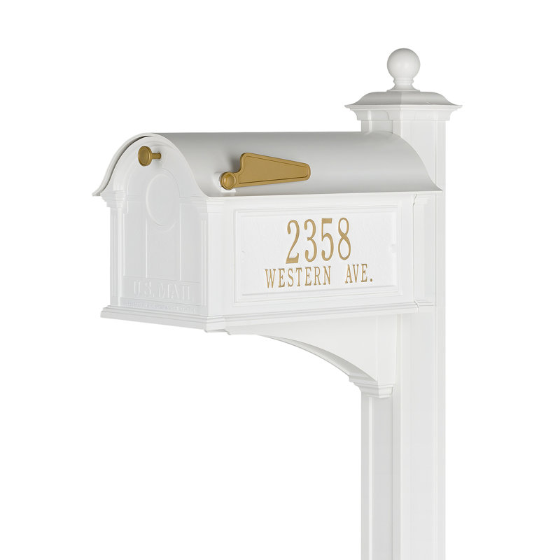 Balmoral Post Mounted Mailbox, Yes, White