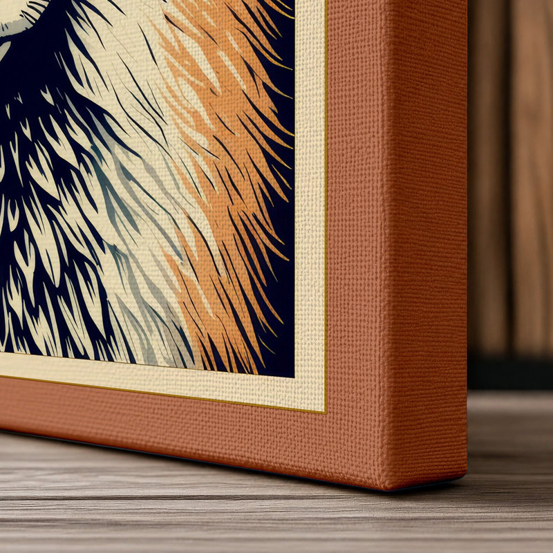 Frontal Fox Boho - Wrapped Canvas, 30x20 - 76.2 x 50.8 cm, Terracotta Border
