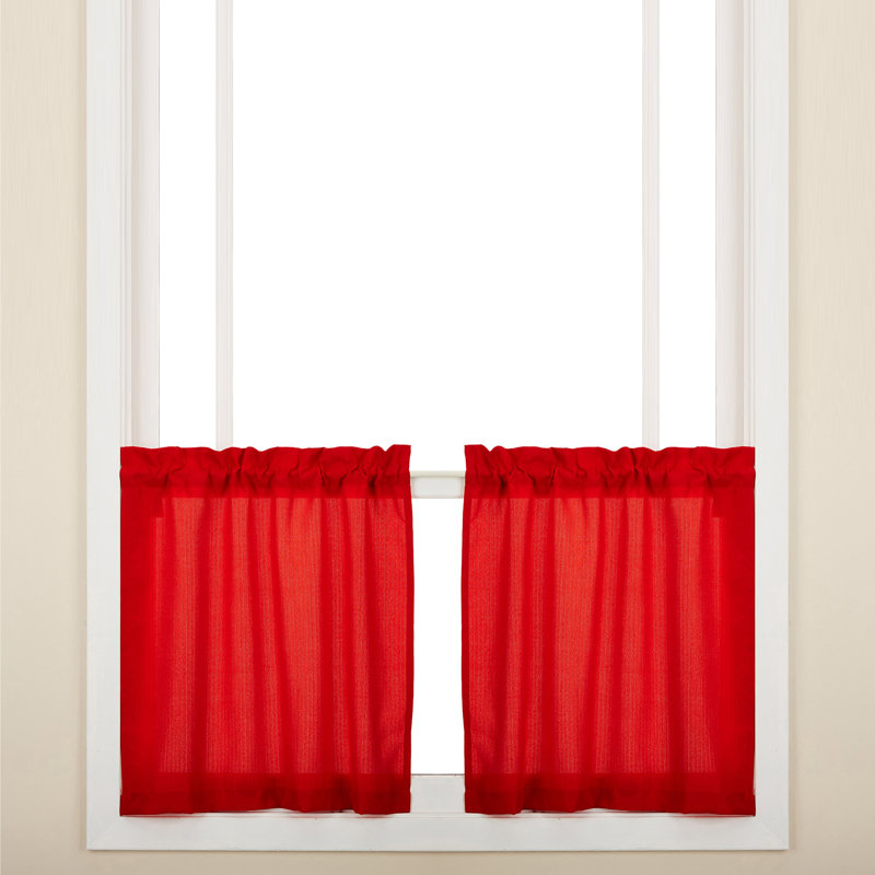 Ennis Kitchen Tier Cafe Curtains, 36" L x 54" W, Red