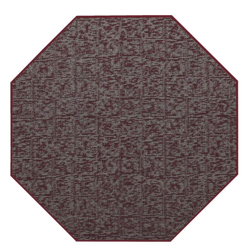 Tapis décoratif Elemental - imprimé géométrique vieilli bourgogne, Octogone 9 pi