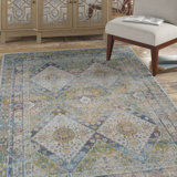 Burnie Oriental Blue/Green/Ivory Rug