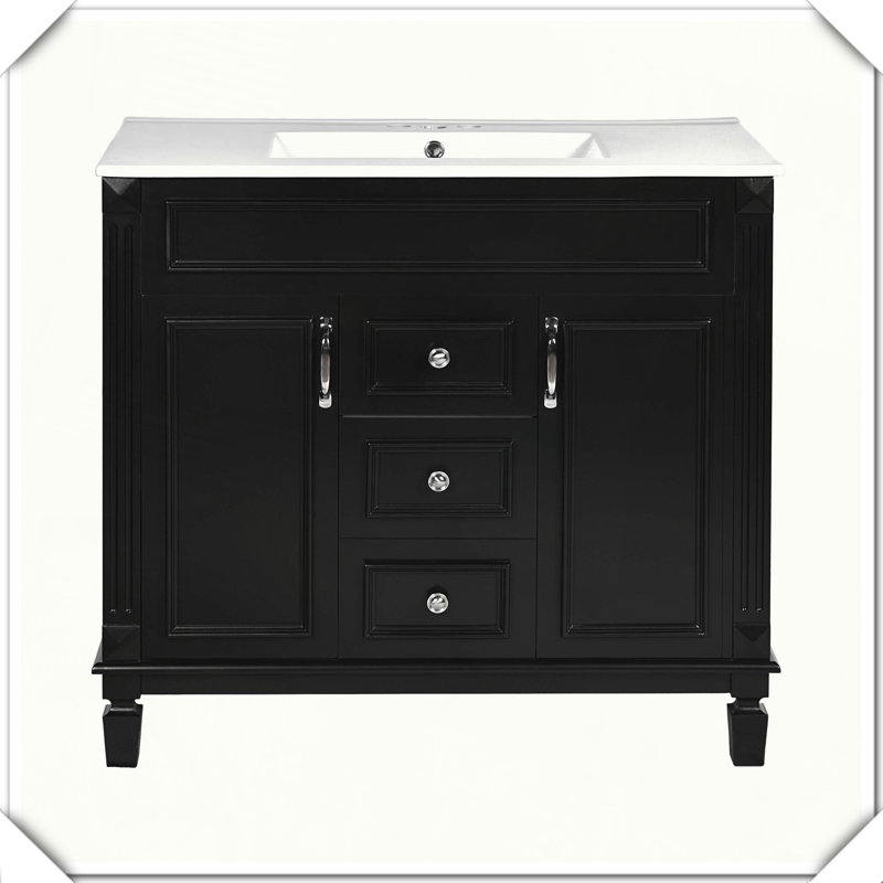 Meuble-lavabo moderne avec lavabo à fermeture en douceur, Noir