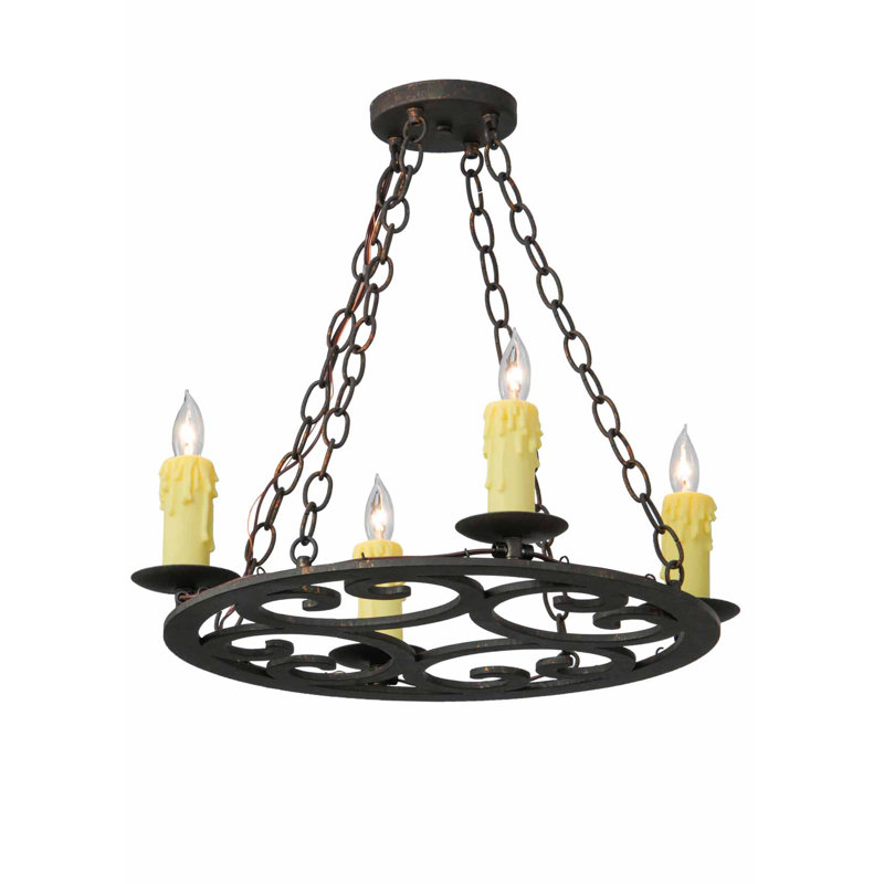 Lustre en roue de chariot à 4 lumières Ashley