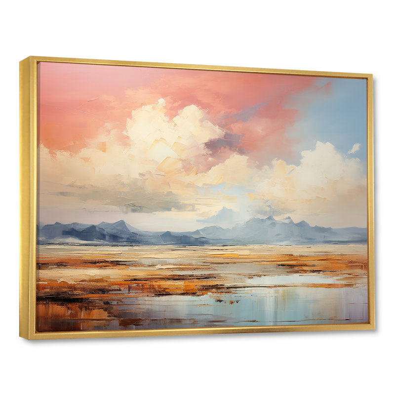 Pastel Plains Of Tranquility - décoration murale paysage, Cadre flottant doré, H 30 po x l 40 po x P 1,5 po